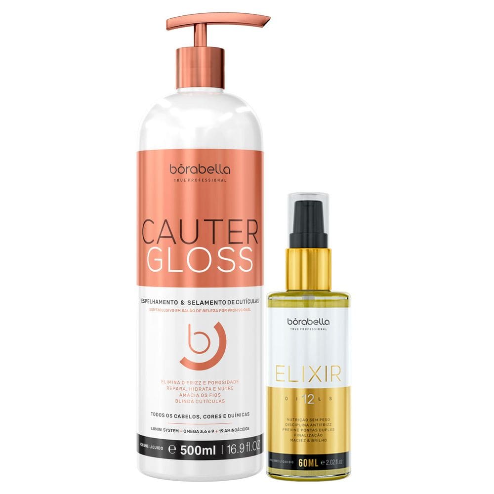 Kit Cauter Gloss e Reparador Elixir 12 Óleos Borabella