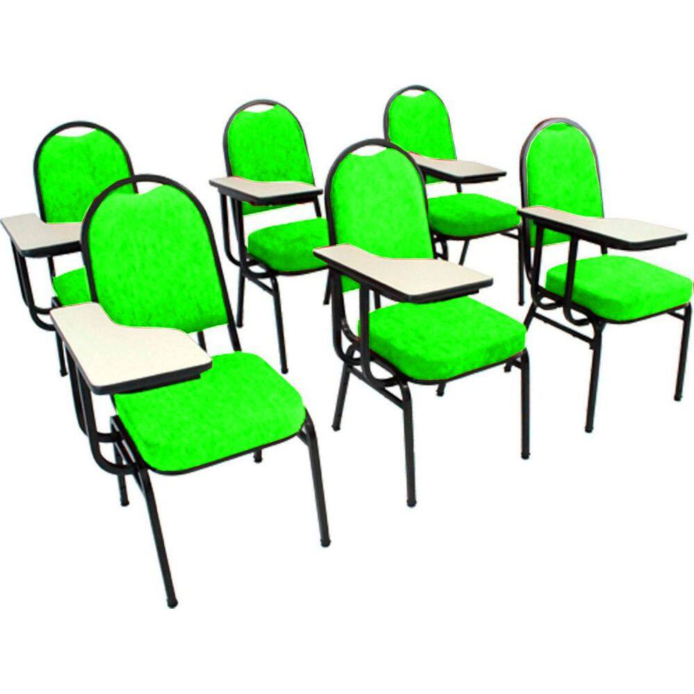 Kit com 6 Cadeiras Universitária para Auditórios Linha Hotel Verde