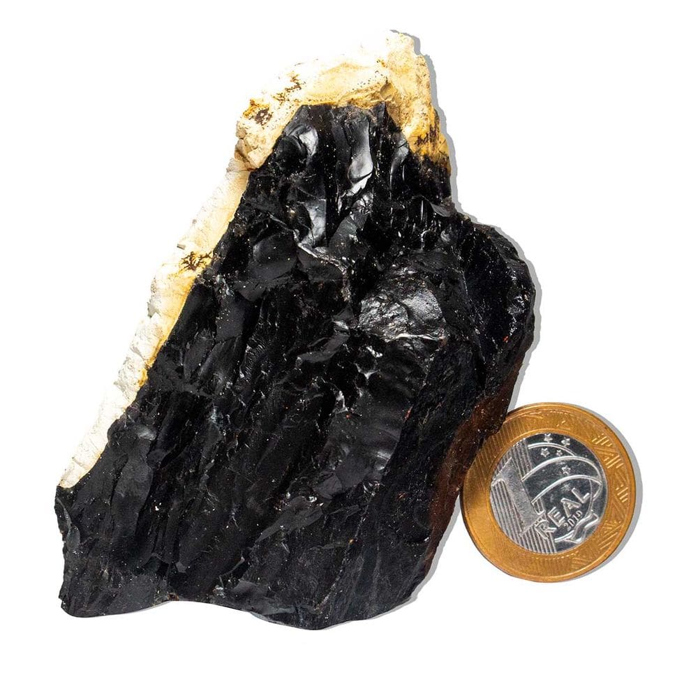 Ônix Preto Pedra Bruto Natural 200 a 250g Média 9,5cm Tipo B