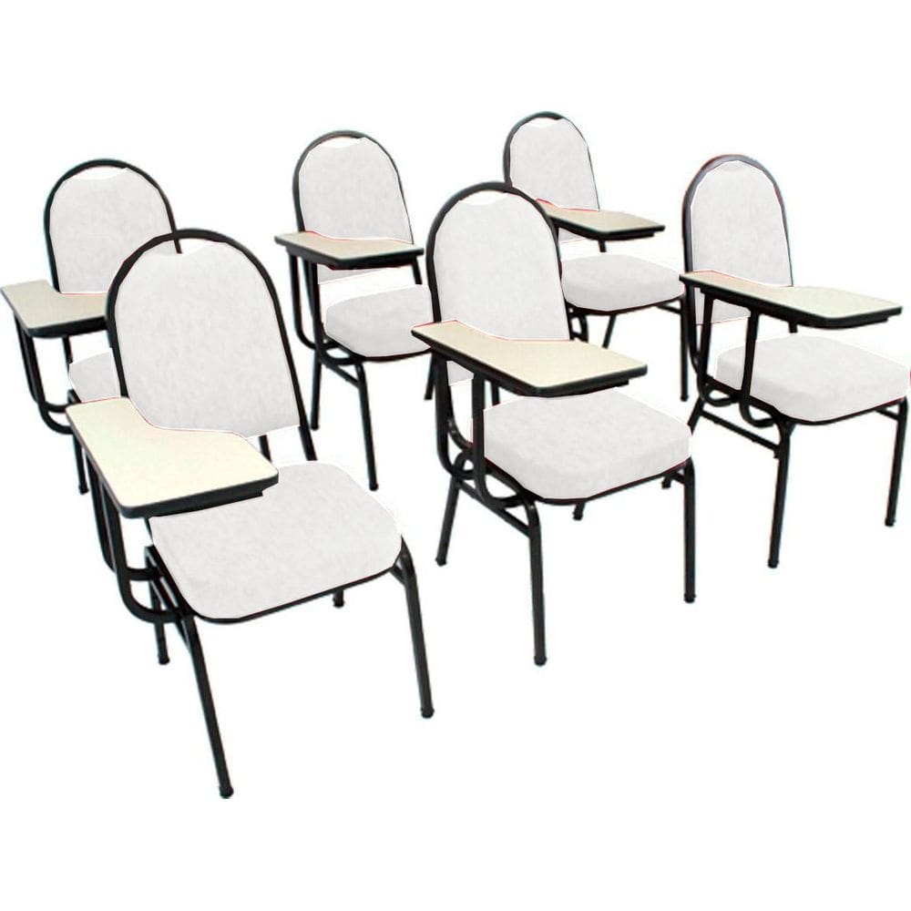 Kit com 6 Cadeiras Universitária para Auditórios Linha Hotel Branco