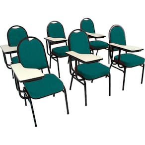 Kit com 6 Cadeiras Universitária para Auditórios Linha Hotel Verde