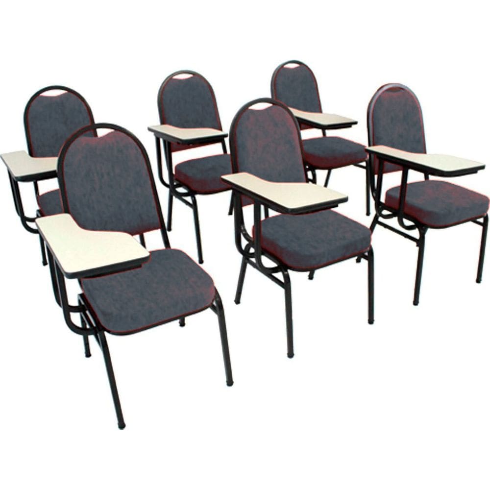 Kit com 6 Cadeiras Universitária para Auditórios Linha Hotel Cinza