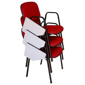 03 Cadeiras Escolar Universitária Linha Hotel Auditório Vermelho