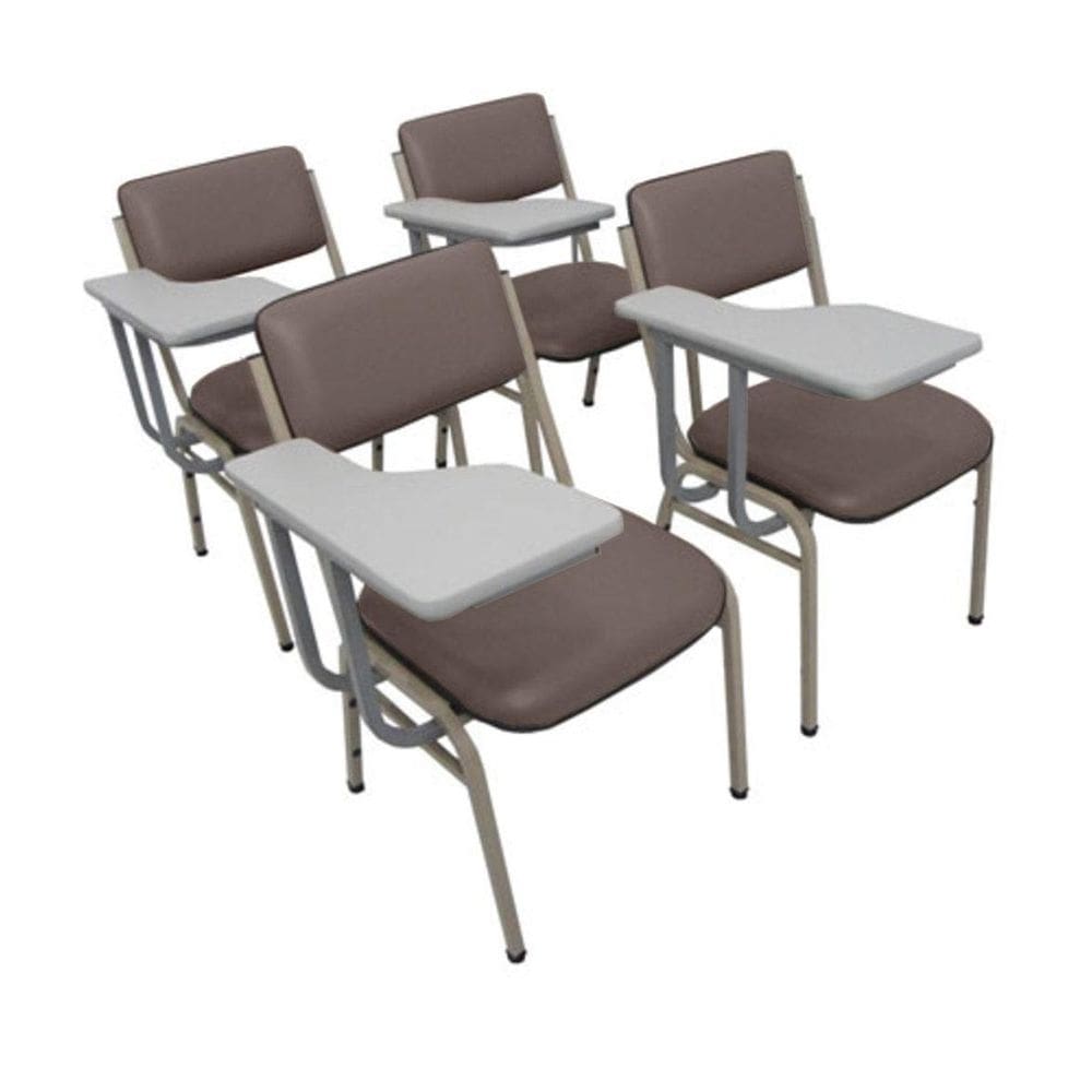 Kit com 4 Cadeiras Escolar Universitária para Auditórios Linha Hotel Smart Marrom