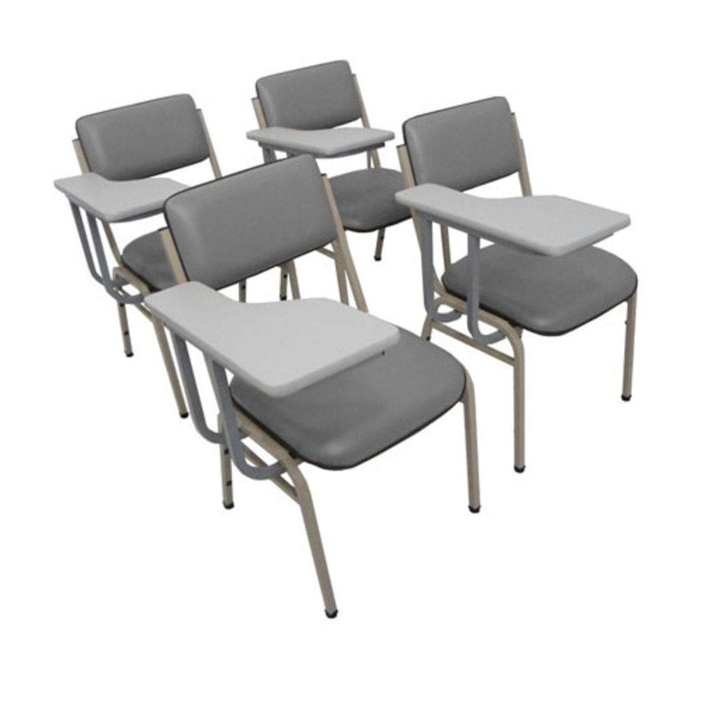 Kit com 4 Cadeiras Escolar Universitária para Auditórios Linha Hotel Smart Cinza