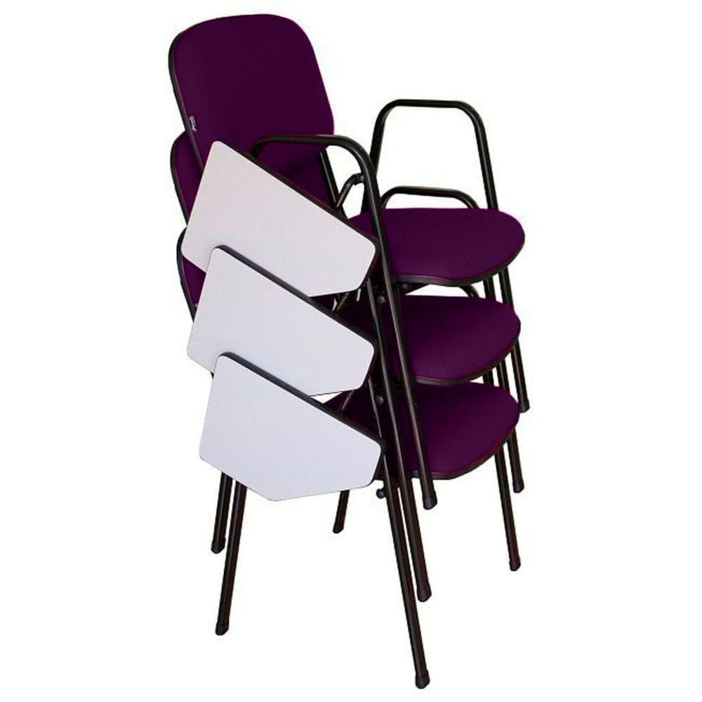 03 Cadeiras Escolar Universitária Linha Hotel Auditório Roxo
