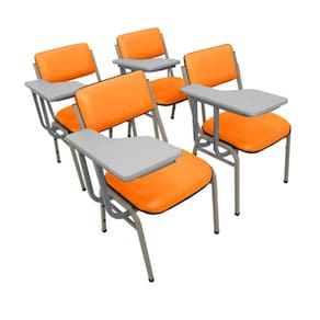 Kit com 4 Cadeiras Escolar Universitária para Auditórios Linha Hotel Smart Laranja