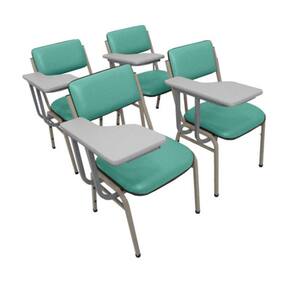 Kit com 4 Cadeiras Escolar Universitária para Auditórios Linha Hotel Smart Verde