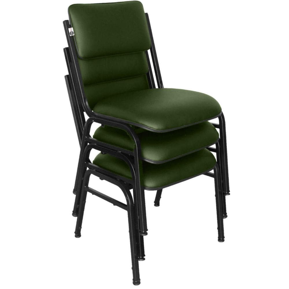Kit com 3 Cadeiras para Auditórios Linha Hotel Smart Verde