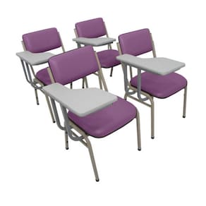 Kit com 4 Cadeiras Escolar Universitária para Auditórios Linha Hotel Smart Roxo