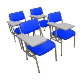 Kit com 4 Cadeiras Escolar Universitária para Auditórios Linha Hotel Smart Azul