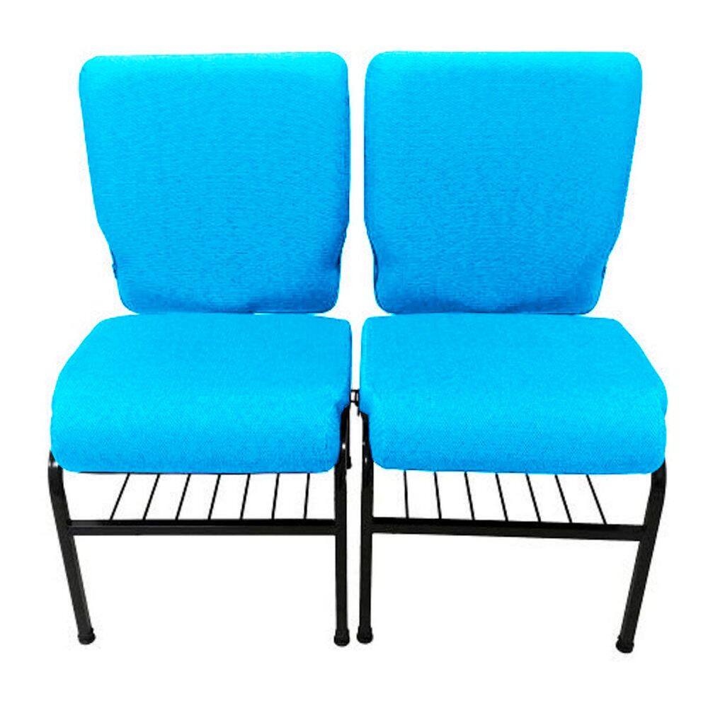 02 Cadeiras para Igrejas c/ Porta Biblía e Porta Cálice Azul