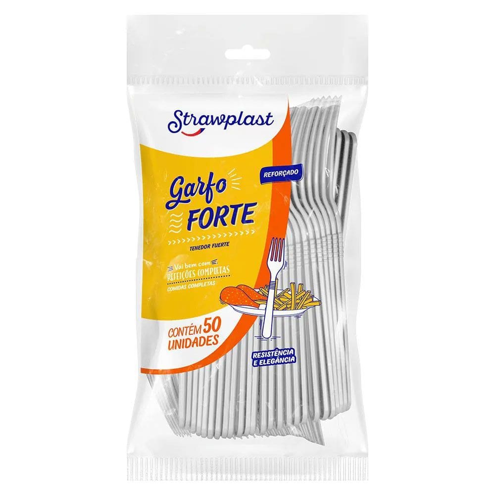 Garfo Forte Branco c/50 - Strawplast
