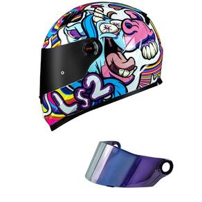 Capacete Ls2 FF358 Bubble Branco Mais Viseira Camaleão