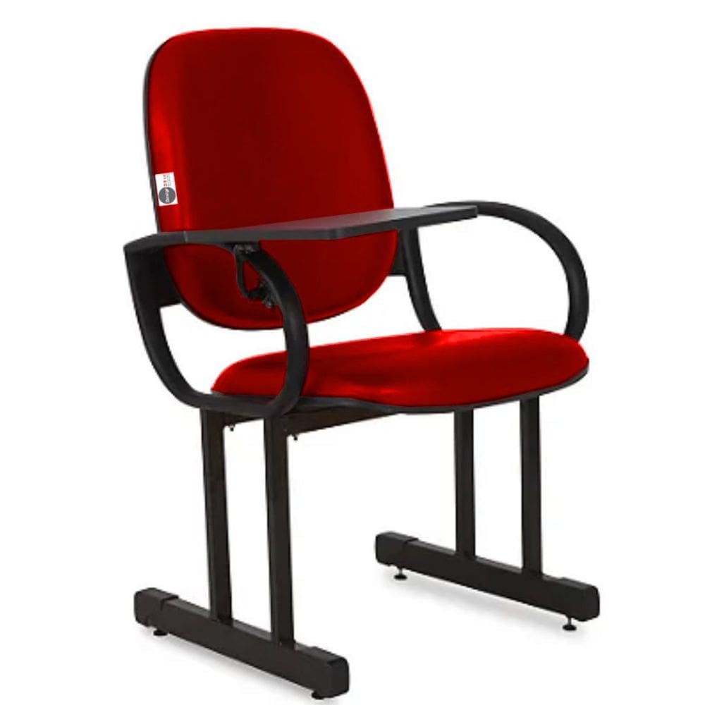 01 Cadeira Escolar para Auditório e Escolas com Prancheta Linha Dallas Auditório Vermelho