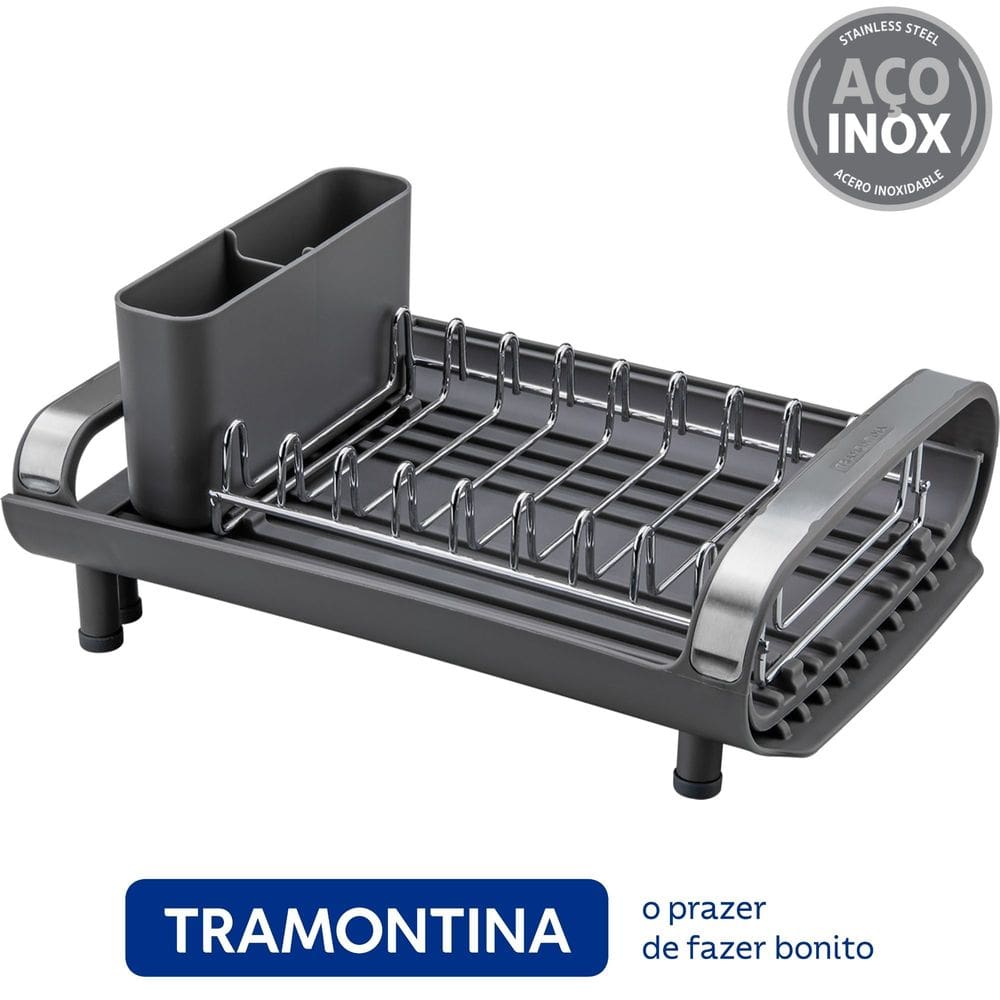 Escorredor de Louça em Aço Inox Plurale Grafite - Tramontina
