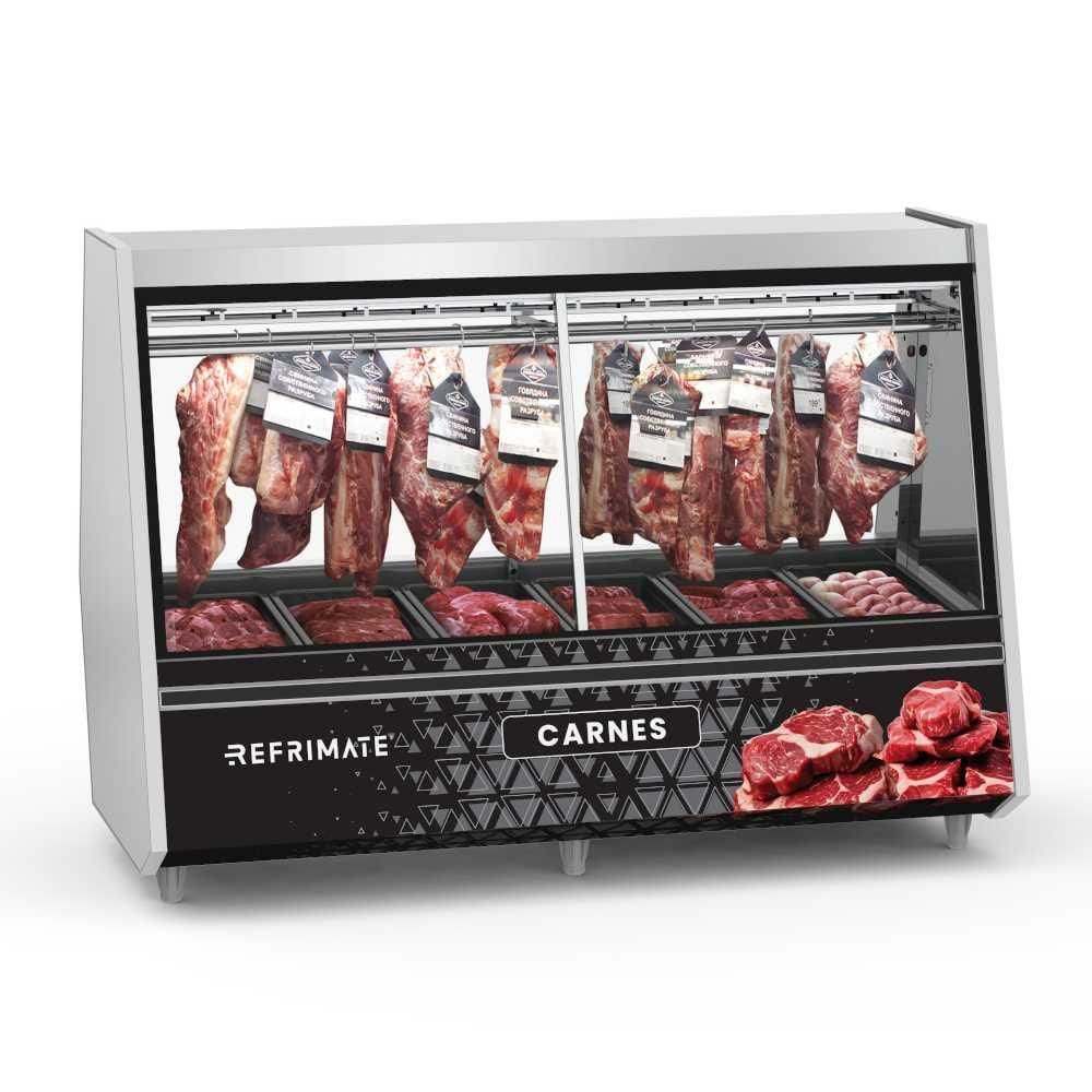 Expositor Açougue Atlantis 2,00 Metros Inox com Adesivo Gancheira EAAG2000 220V - Refrimate