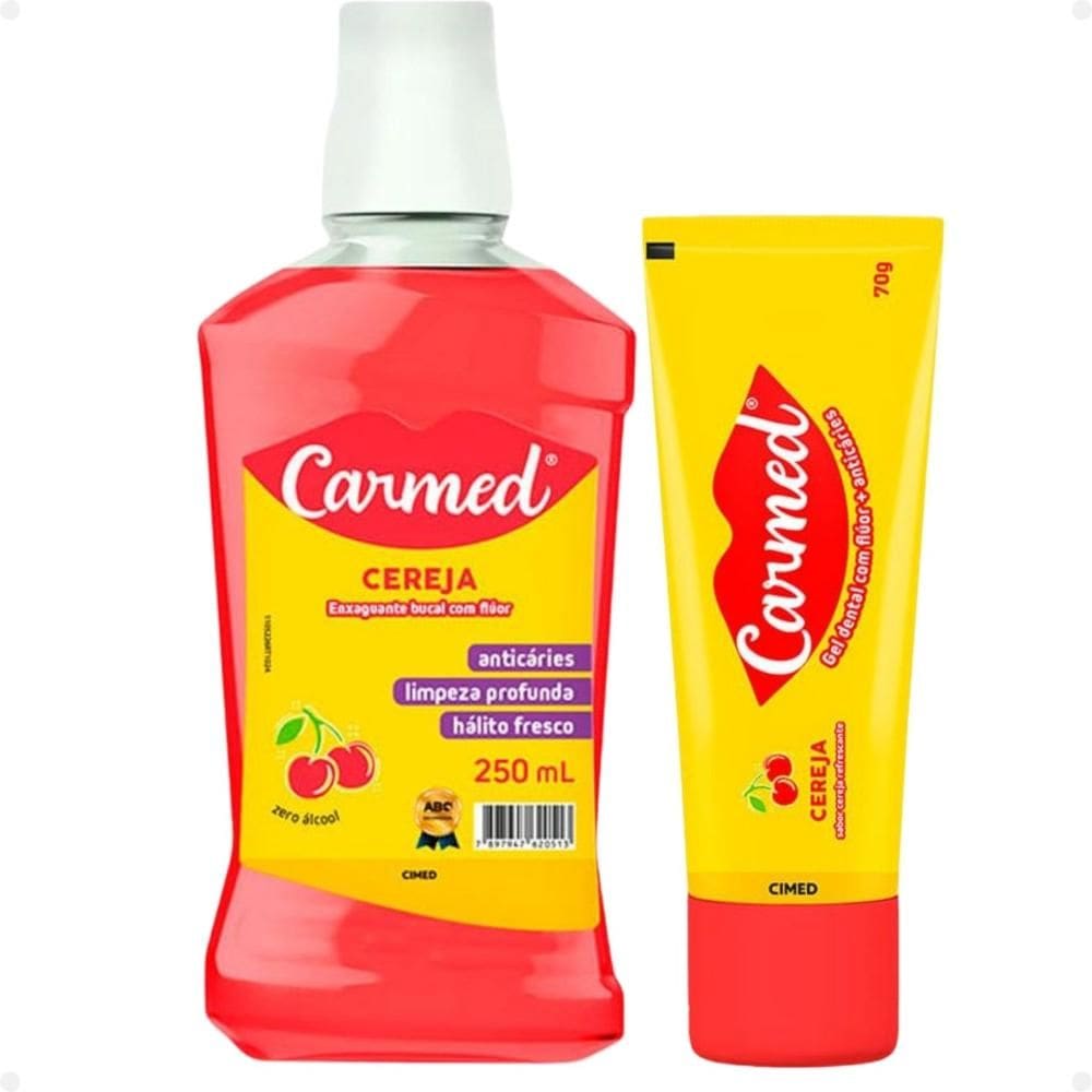 Kit Carmed Cereja: Gel Dental 70g e Enxaguante Bucal 250ml