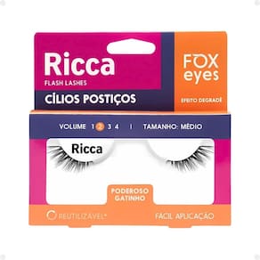 Cílios Postiços Ricca Belliz Fox Eyes Poderoso Gatinho Vol:2 Médio Cód.2697