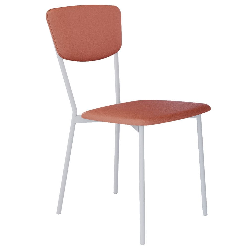 Cadeira Estofada Para Sala de Jantar Village Branco C01 Courino Terra Rosê - Lyam Decor