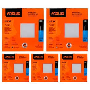 Kit 5 Painel Led Quadrado Sobrepor 45W 6500K Bivolt Foxlux