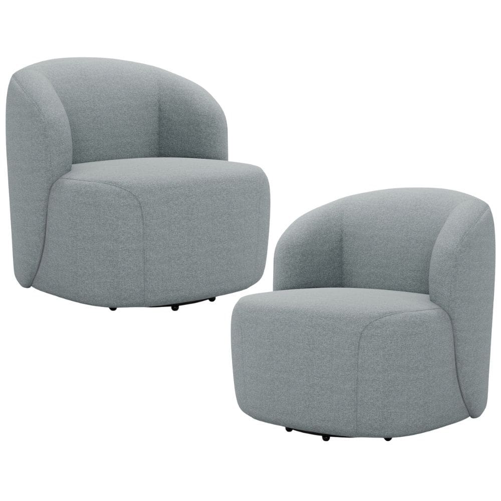 Kit 02 Poltronas Giratória Orgânica Para Sala Living Heidy F04 Linho Cinza - Lyam Decor