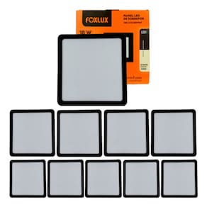 Kit 10 Painel LED 18 W 4000k Quadrado Sobrepor Preto Foxlux