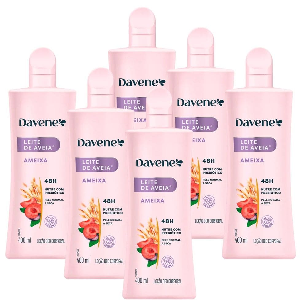 6 Hidratante Corporal Leite de Aveia e Ameixa 400ml Davene