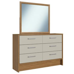 Cômoda com Espelho 6 Gavetas CM3060 Naturalle/Cristalo - Decibal