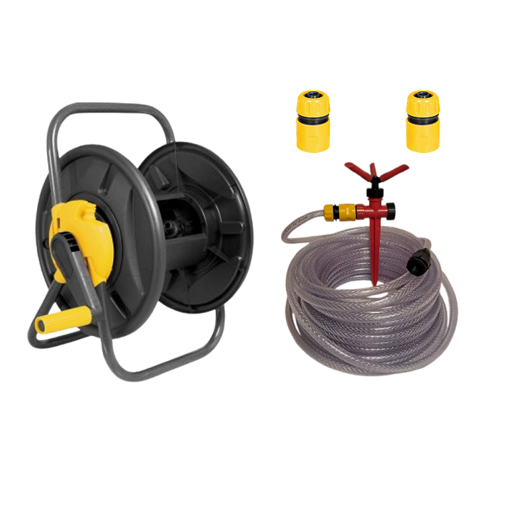 Suporte Enrolador S/Rodas + Mangueira 20m Vonder + Irrigador