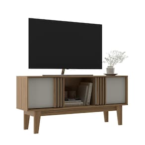 Rack para TV até 60 Polegadas 2 Portas Ripado RK2200 Naturalle/Cristalo - Decibal