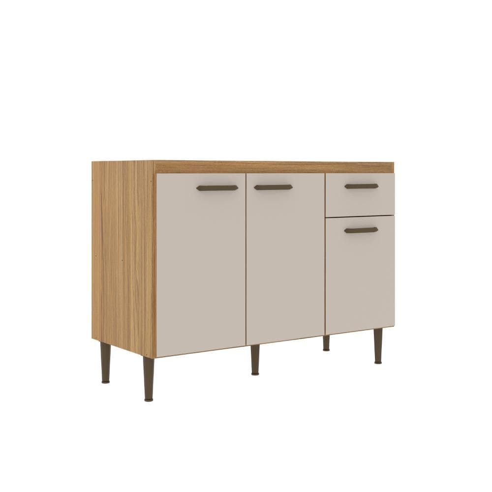 Balcão de Cozinha 3 Portas 1 Gaveta Berlim CO6310 120cm Ipê/Cristalo - Decibal