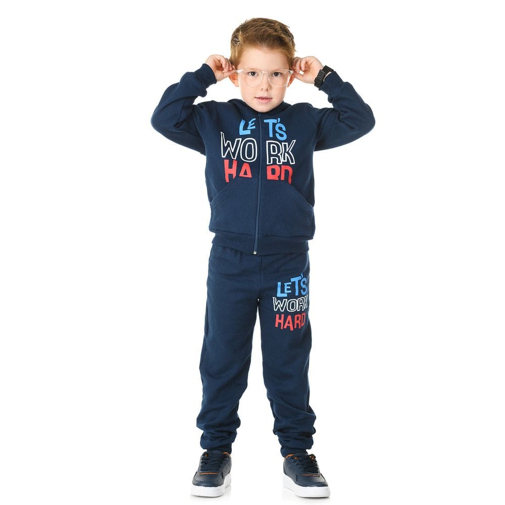 Conjunto Moletom Infantil felpudo Masculino com jaqueta e calça