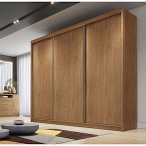 Guarda Roupa Casal 3 Portas 8 Gavetas - Diamond-Cumaru - Móveis Novo Horizonte