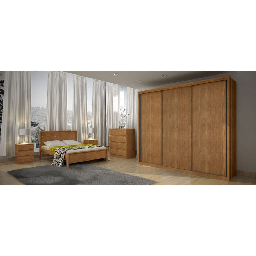 Guarda Roupa Casal 3 Portas 6 Gavetas - Paradizzo Gold-Cumaru - Móveis Novo Horizonte