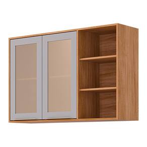 Armário Aéreo Brilhante 120cm 2 Portas com Vidro Reflecta e Nichos - MGM