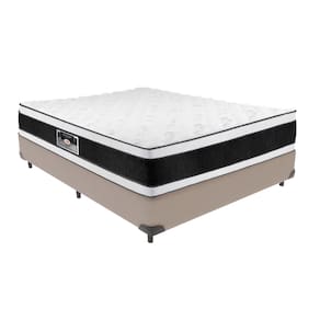 Cama Box Bege e Colchão Black & White Air Double Face Espuma D33 Casal Castor