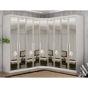 Guarda Roupa 100% MDF Espelhado 9 Portas 6 Gavetas - Linea-Branco - Móveis Novo Horizonte