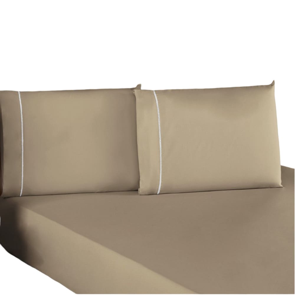Jogo de Lençol Casal Padrão Percal 200 Fios 100% Algodão 3 Peças - Caqui