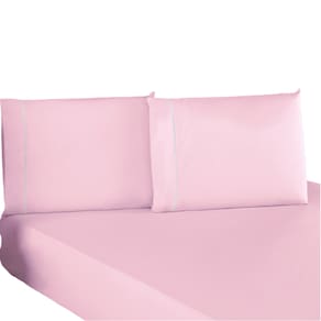 Jogo de Lençol Casal Padrão Percal 200 Fios 100% Algodão 3 Peças - Rosa