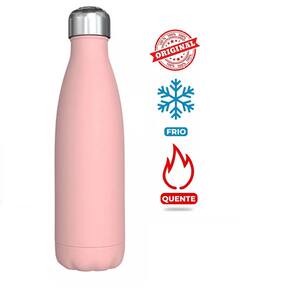 Garrafa Térmica Rosa Aço Inox 500ml Água Gelada 24h Academia Viagem