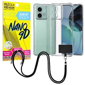Capinha Com Cordão Moto G24 + Película de Cerâmica 9D - Armyshield