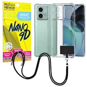 Capinha Com Cordão Moto G55 + Película de Cerâmica 9D - Armyshield