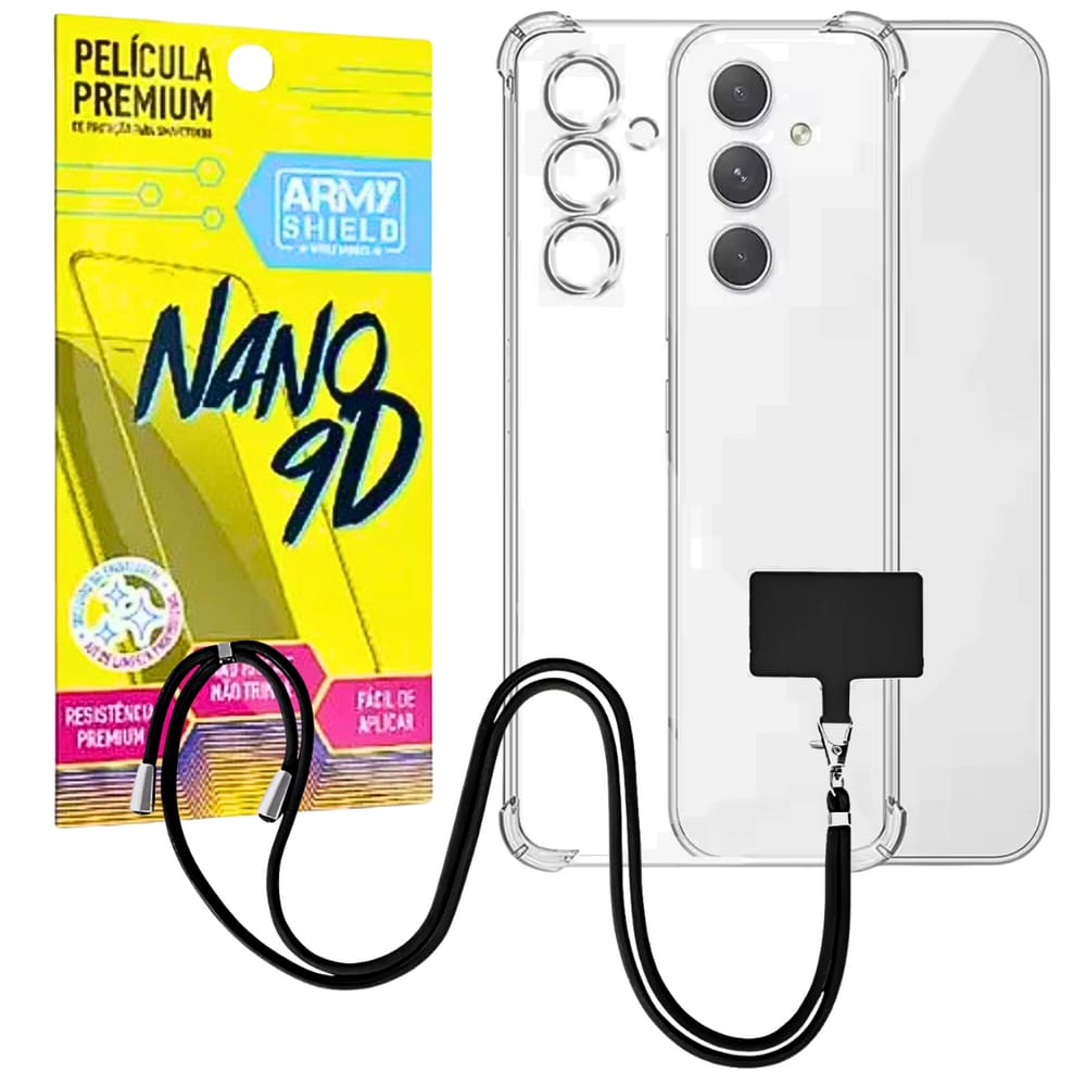 Capinha Com Cordão Galaxy S23fe + Película de Cerâmica 9D - Armyshield