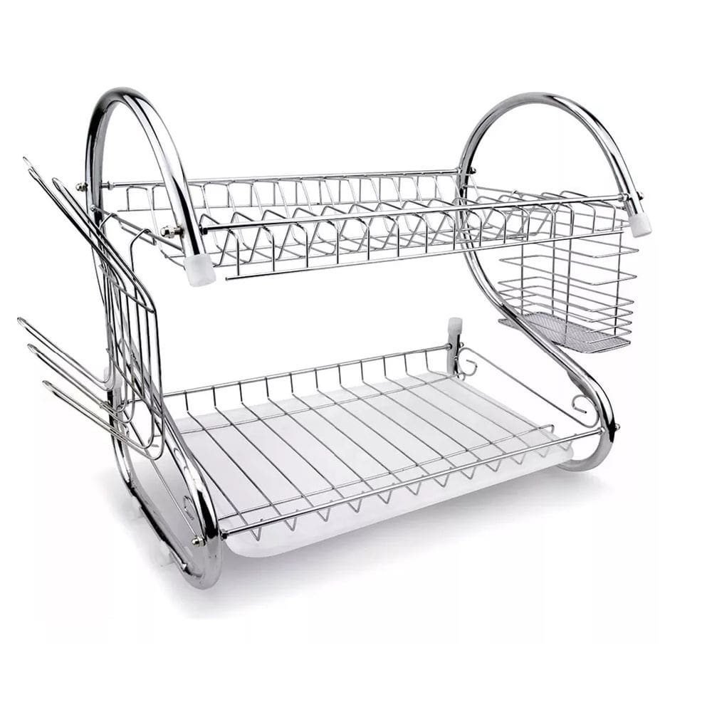 Escorredor De Louça Inox Pratos Talheres Copo Cozinha Duplo