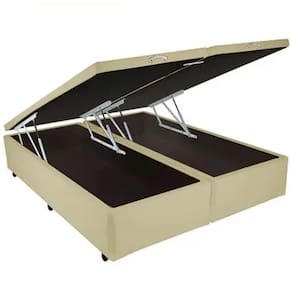 Base Box Bipartida Baú Queen em Suede Universal 41x198x158 Cor Bege
