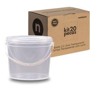 Balde Para Peixes De 2.2 Litros Transparente - Kit 20 Pçs