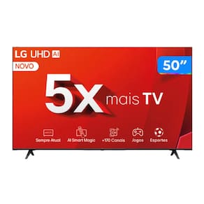 Smart TV 4K 50" LG Ultra HD 50UT8050 com Processador a5 Ger7 AI, Alexa/Chromecast integrado, Otimizador de Jogos, webOS 24 e Controle Smart Magic