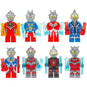 Kit 8 Bonecos Ultraman Color Bloco De Montar