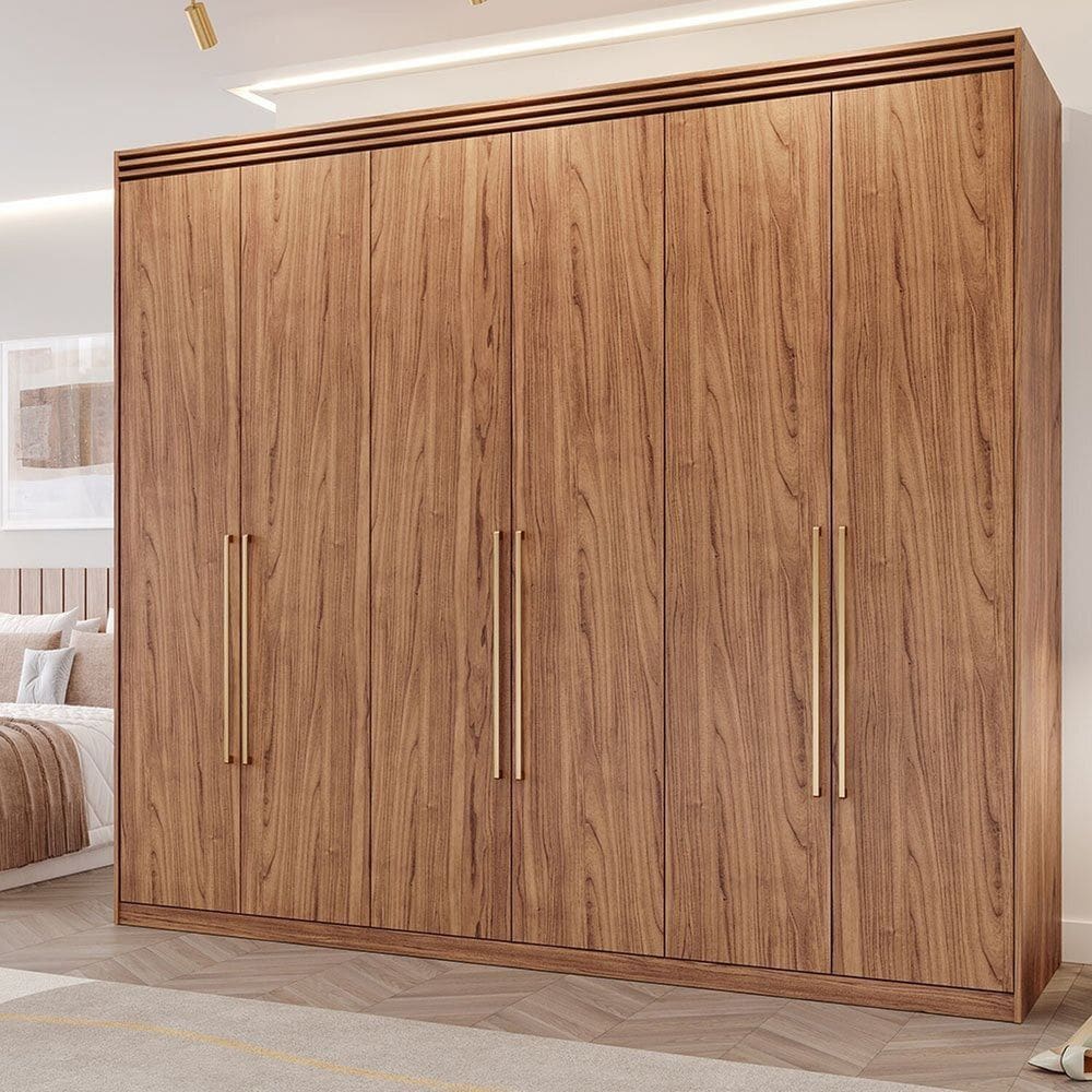 Guarda-Roupa Casal 6 Portas com Espelho Interno Giratório 235cm 100% MDF Turim Espresso Móveis